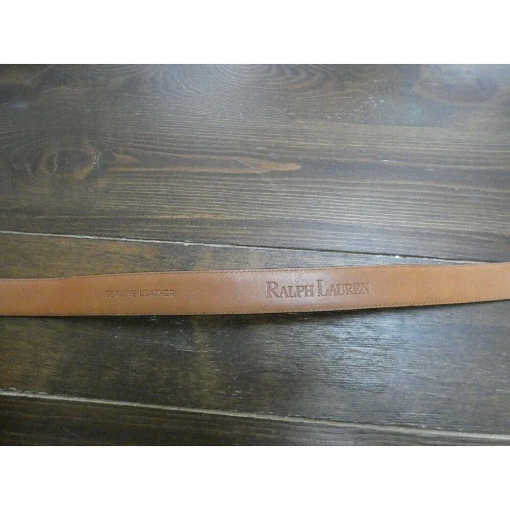 Ralph Lauren Womens S Black Alligator Leather Belt Silver Color Logo Buckle 32